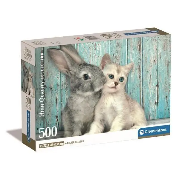 Clementoni Puzzle 500 dílků Kompaktní Cat Bunny. Kotě a zajíček 35539