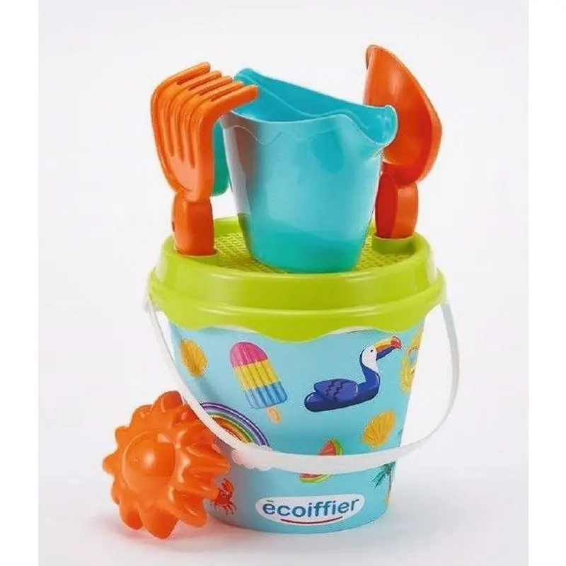 Ecoiffier Kyblíček Prázdniny s konvičkou a příslušenstvím, 17 cm