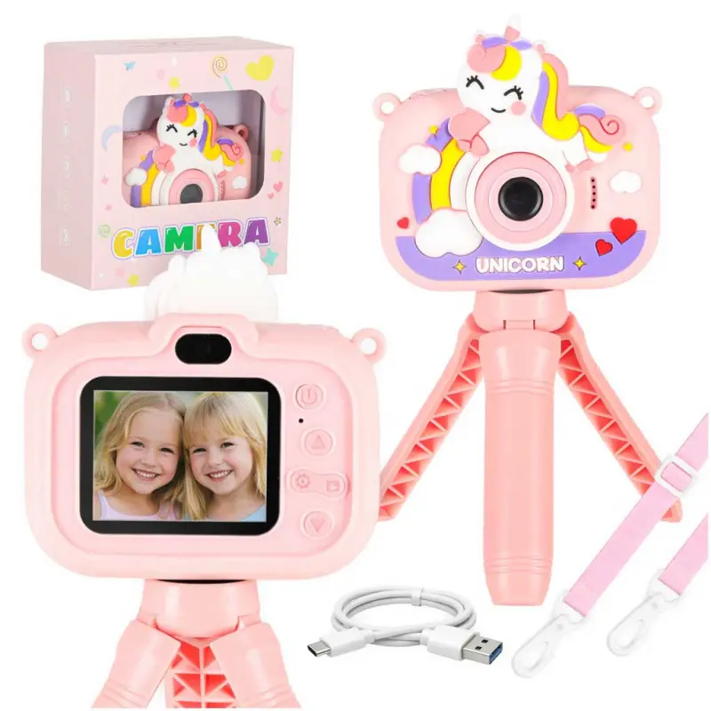 Fotoaparát digitální pro děti na stativu Unicorn růžový