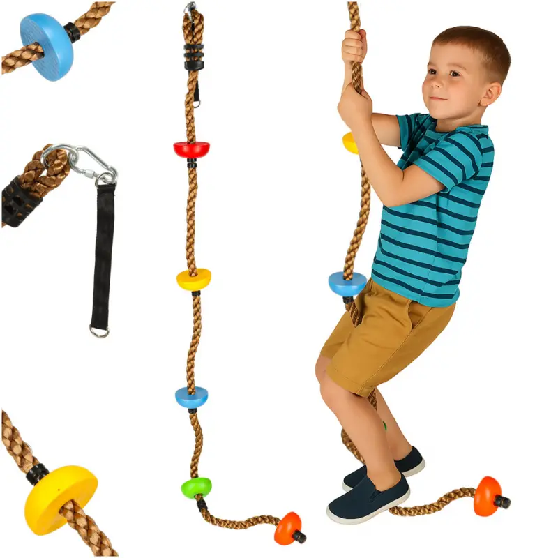 Lina na lezení houpačka šňůra lezecká s uzly a stupátka 200 cm