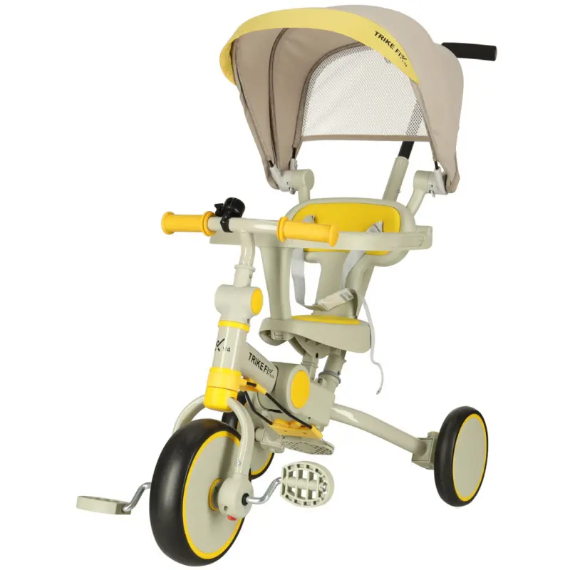 Tříkolka TRIKE FIX V4 žlutá a šedá s kšiltem