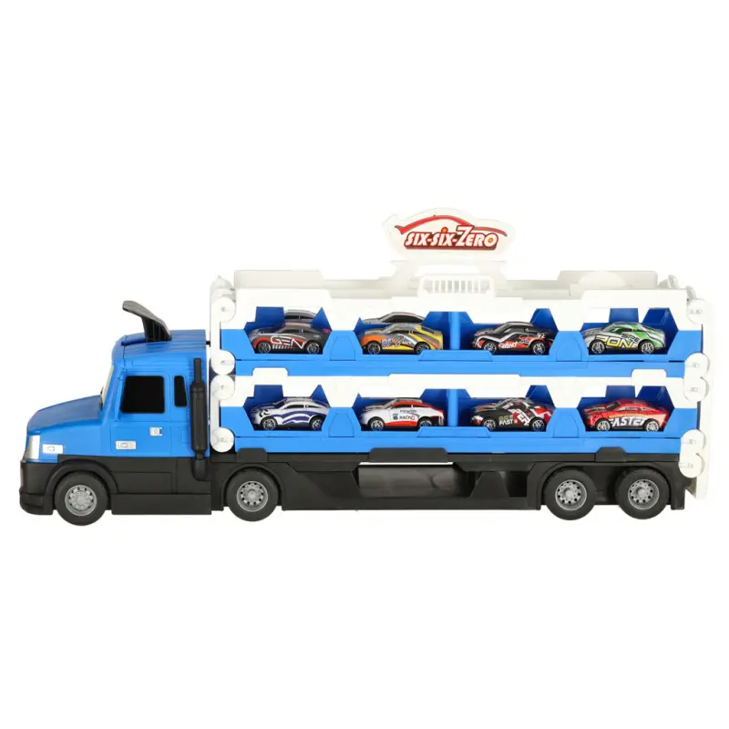 TIR auto transporter skládací XXL 10 aut modrý