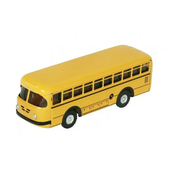 Kovap Autobus retro na klíček kov 19cm žlutý v krabičce