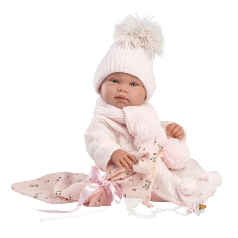 Llorens 84338 NEW BORN DÍVKO- realistická panenka miminko s celovinylovým tělem - 43 cm