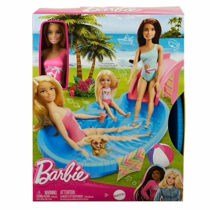 Mattel Panenka Barbie s bazénem a skluzavkou HRJ74