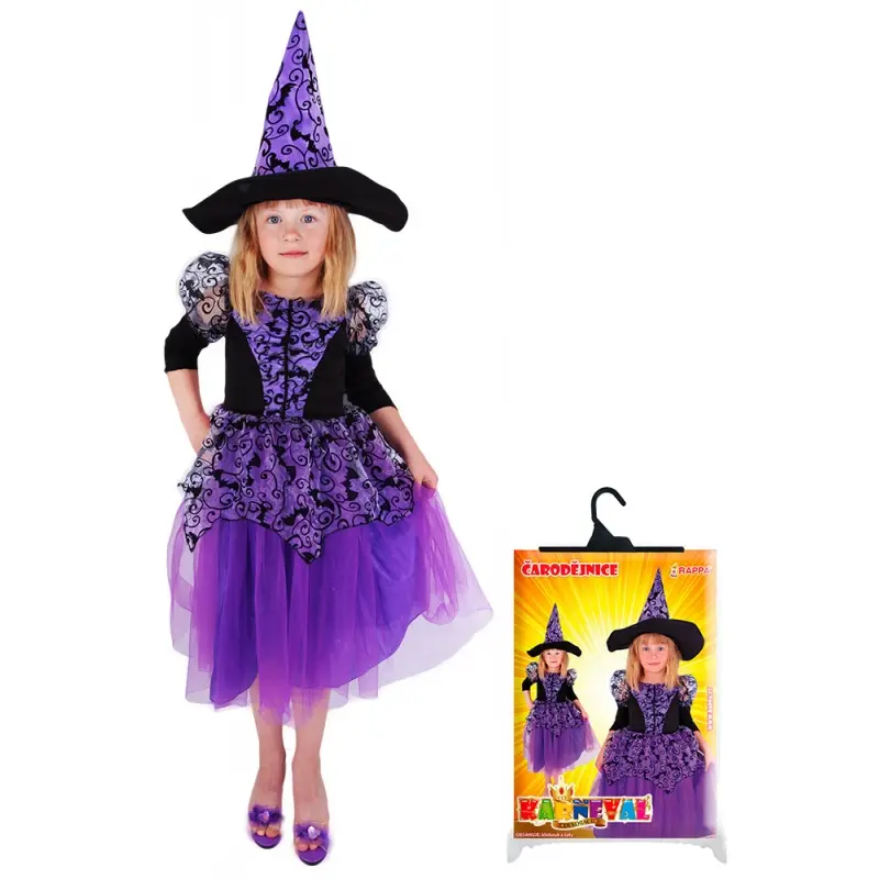 Rappa karnevalový kostým čarodějnice/halloween fialová s rukávy, ve...