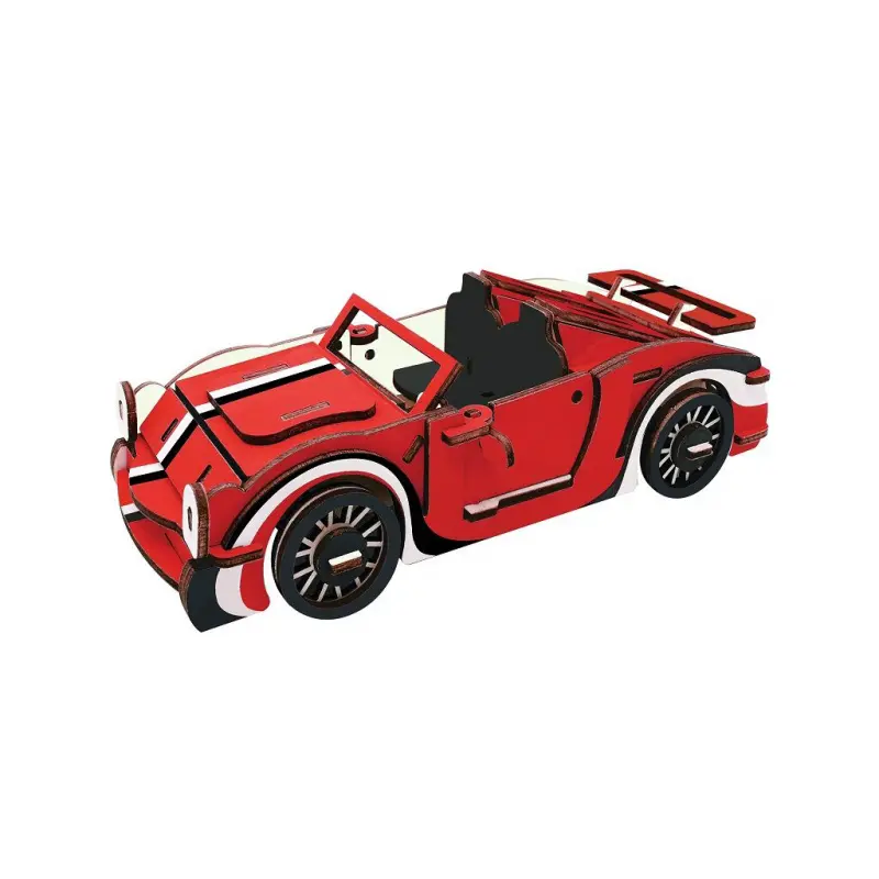 3D dřevěné puzzle - Červený kabriolet