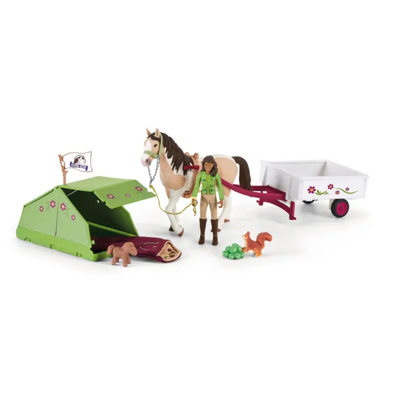 Schleich Sarah s koníkem a zvířátky kempují