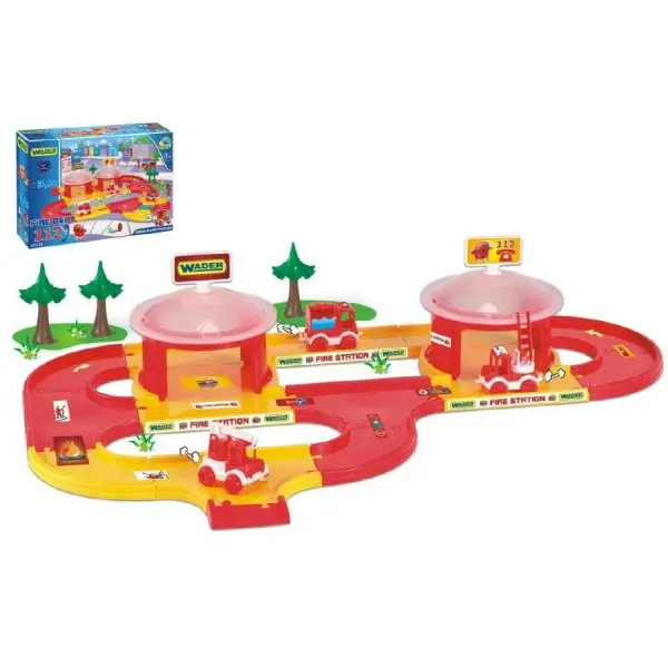 Wader Garáž a dráha Kid cars 3D Hasiči plast 3,1m v krabici