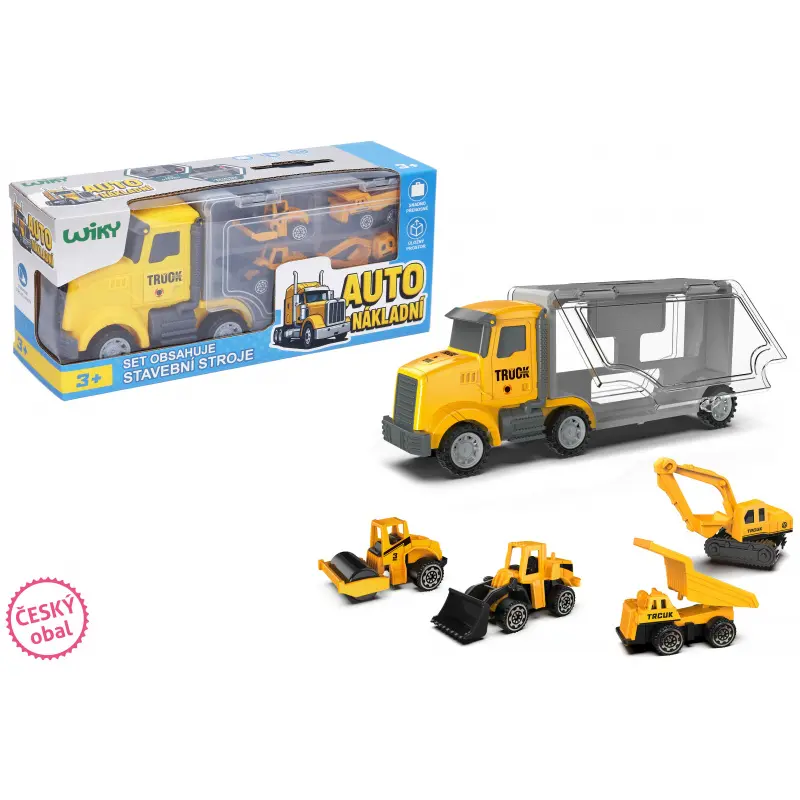 Auto nákladní stavební stroje box na autíčka set 28 cm 4 ks