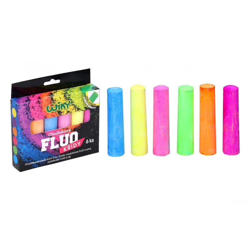 Wiky Křídy barevné chodníkové - 6 ks - fluo