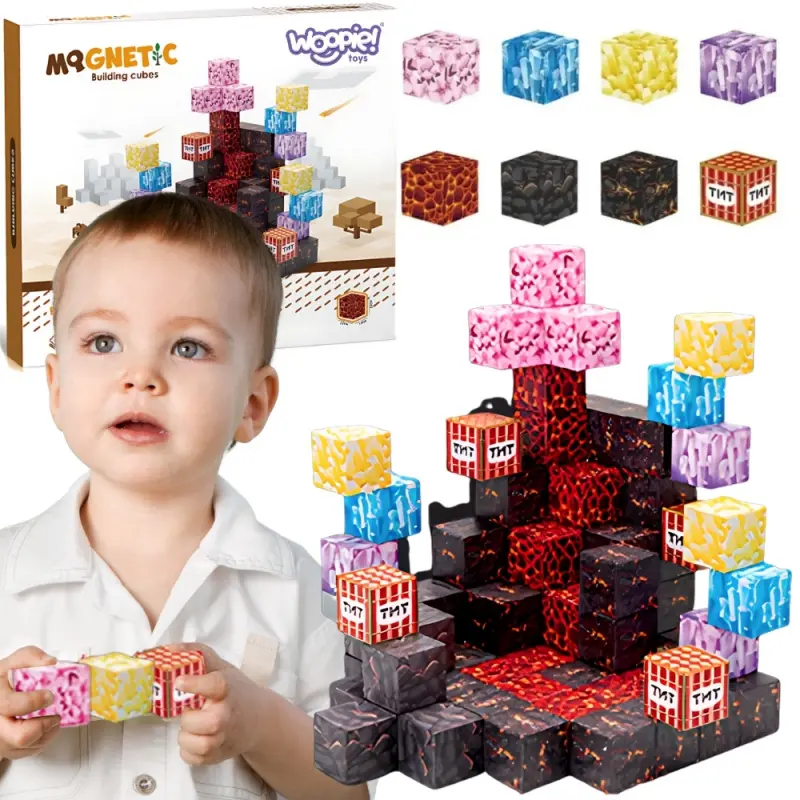 Woopie stavebnice magnetické bloky kostky pixely Mine Craft 74el.