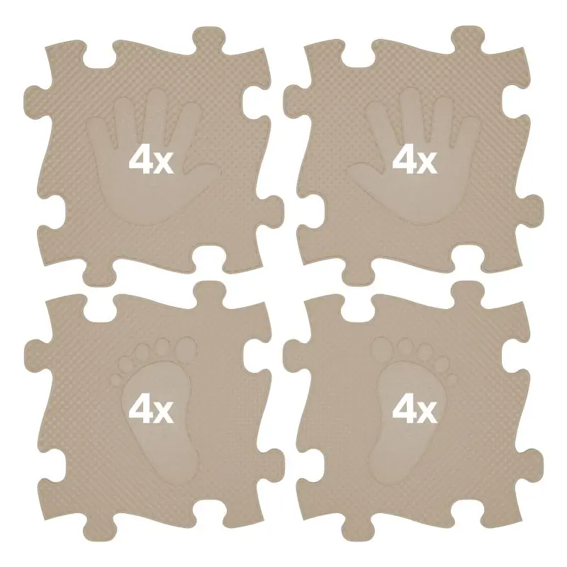 Woopie Ortopedické podložky puzzle ruce a nohy 16 ks béžová barva