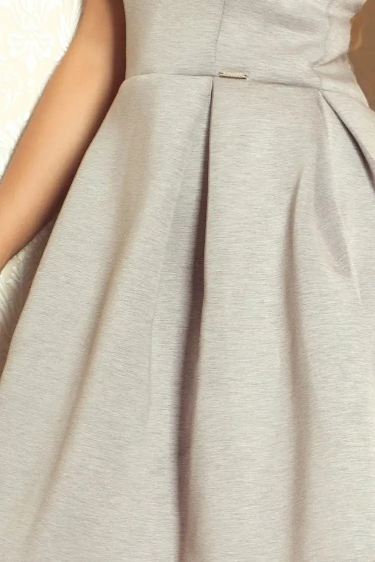 Dámské společenské šaty krátké šedé Šedá / L béžová s šedou L model 15042702 - numoco