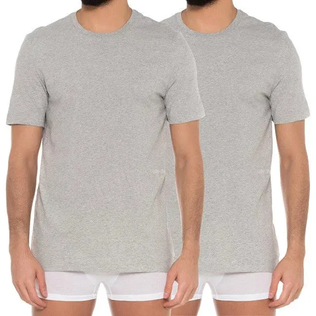 Pánské triko 2 PACK - Heather NM1686A-080 - Calvin Klein šedá S