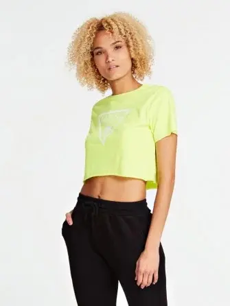 Dámské tričko E02I01JA911 FLYL neonově žlutá - GUESS neon žlutá S
