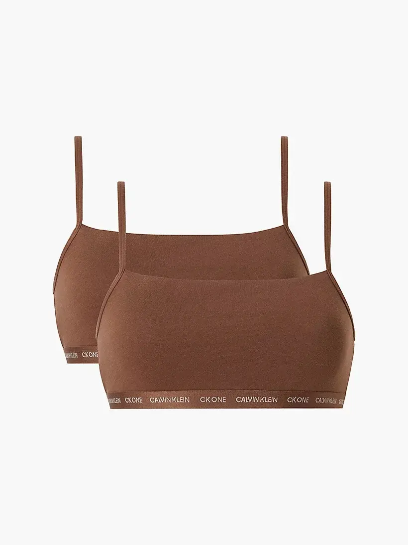 Dámská bralettka 2 pack 000QF6040E - W5K - Hnědá - Calvin Klein hnědá M
