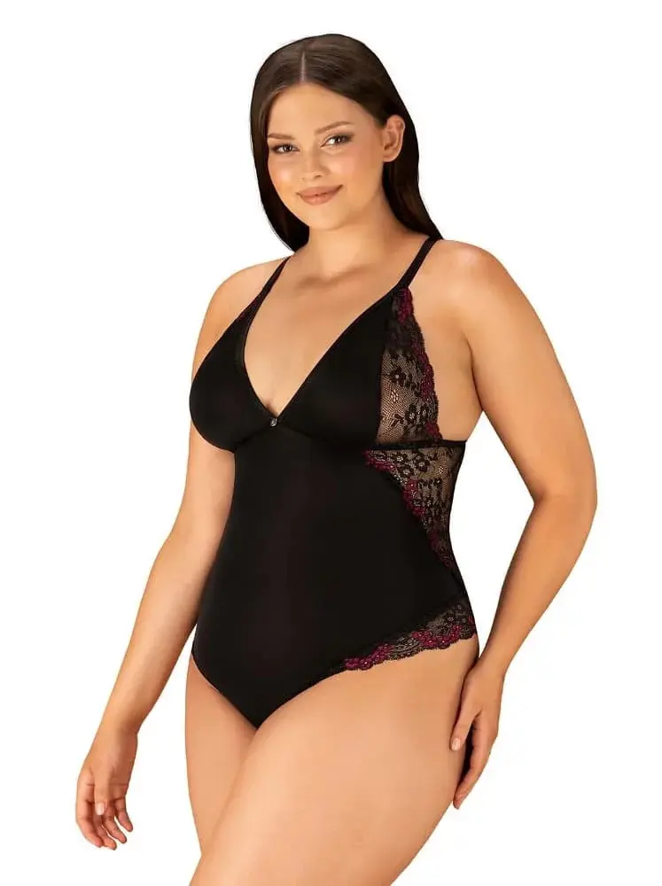 Jemné body Vanessme teddy 2XL/3XL - Obsessive 2XL/3XL černá