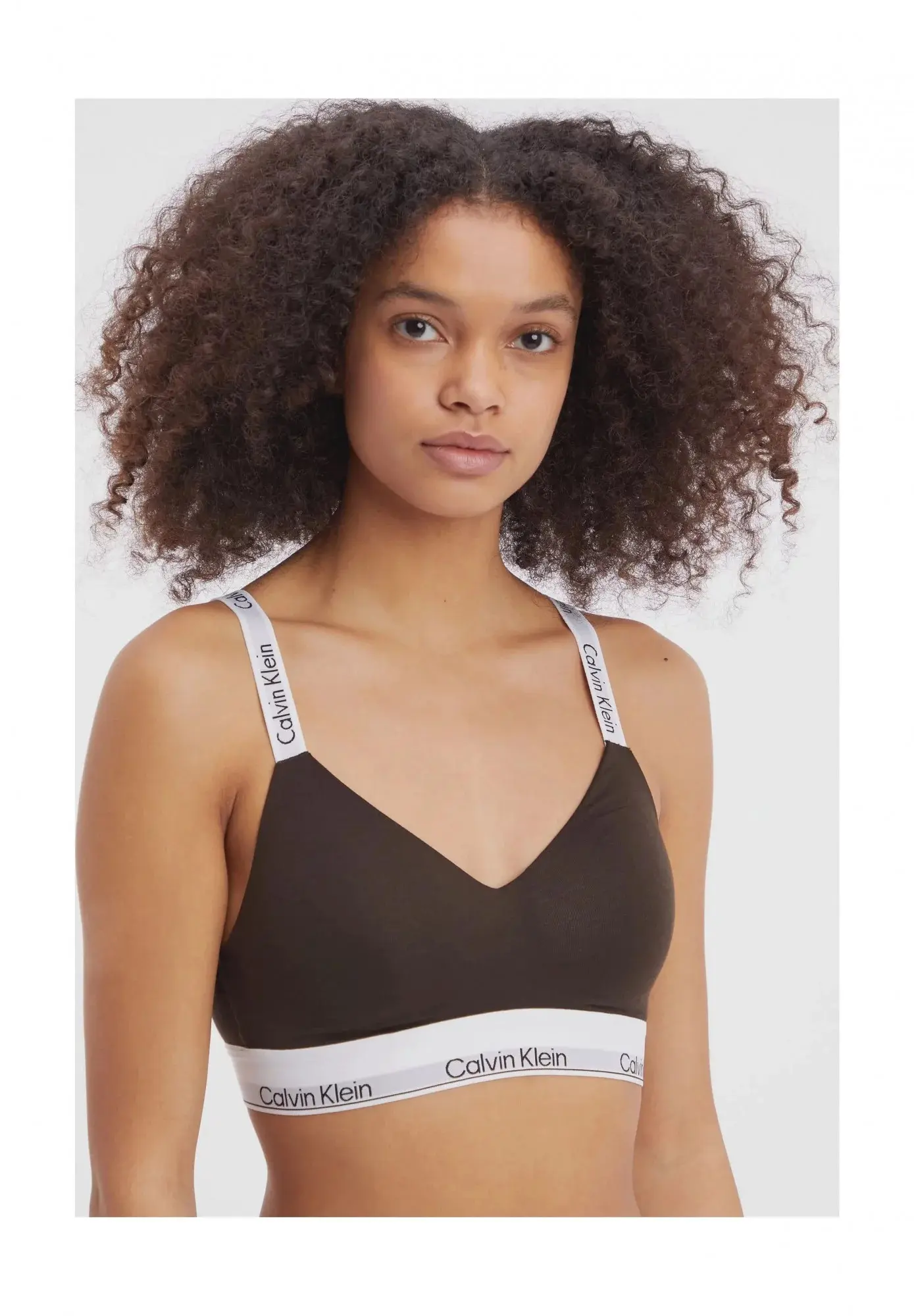 Dámská podprsenka QF7030E BKC tm.hnědá Calvin Klein tmavě hnědá M