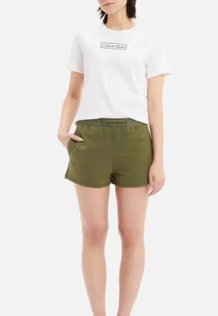 Dámský kraťasový set - QS6804E 0SR bílá/khaki - Calvin Klein bílá/khaki M