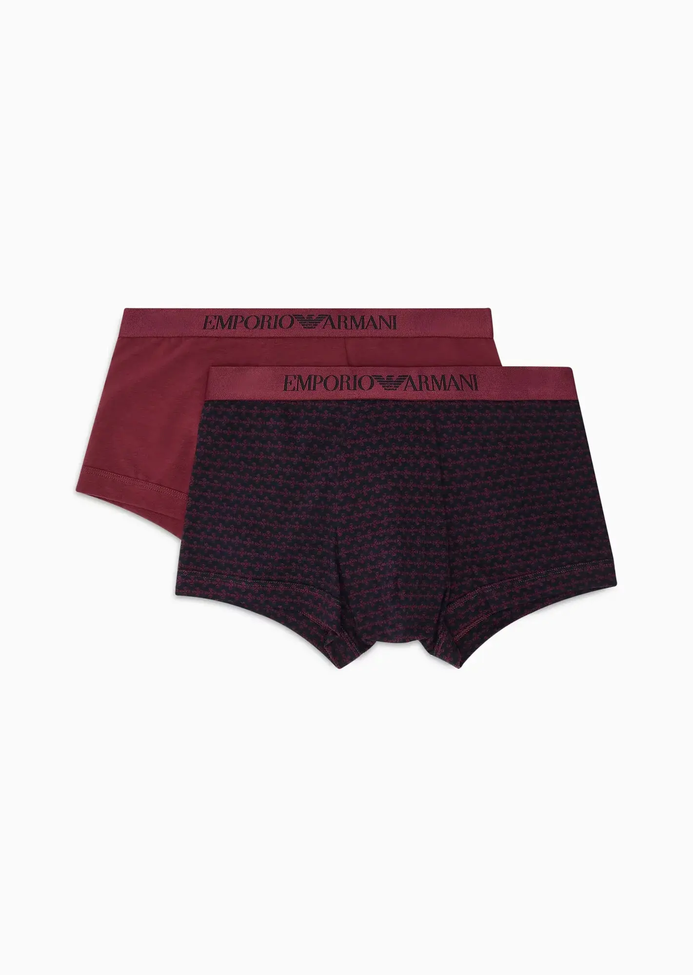 Pánské boxerky 2PACK 111210 3F504 56636 vínové s potiskem - Emporio Armani L