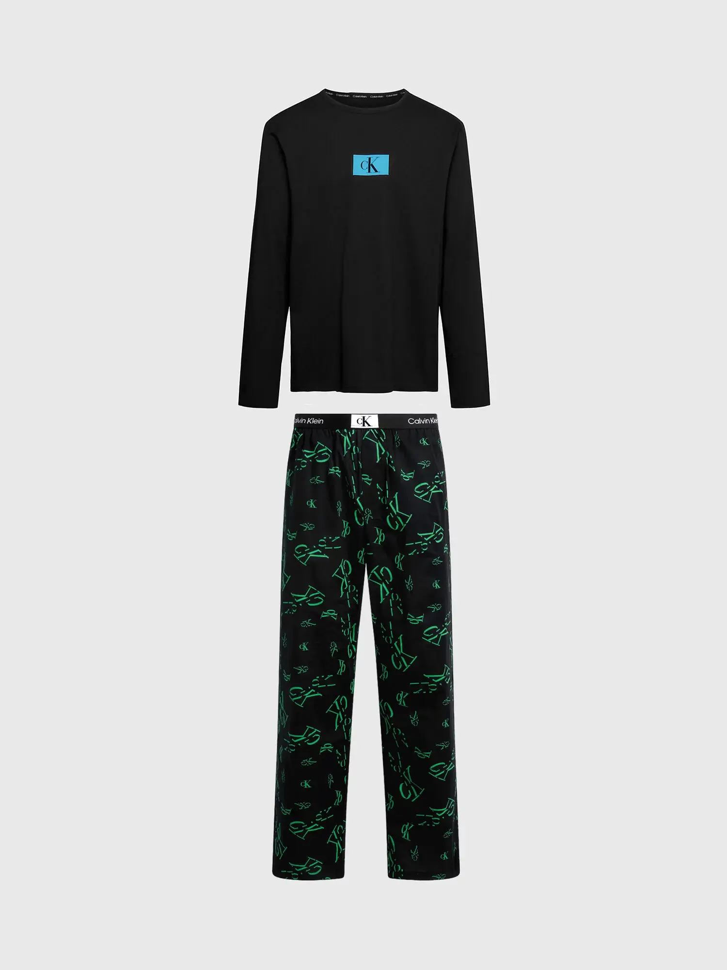 Pánské pyžamo 000NM2526E I2R černé s potiskem - Calvin Klein XL