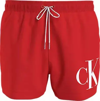 Pánské plavky SHORT DRAWSTRING KM0KM00967 XM9 červvené - Calvin Klein XL