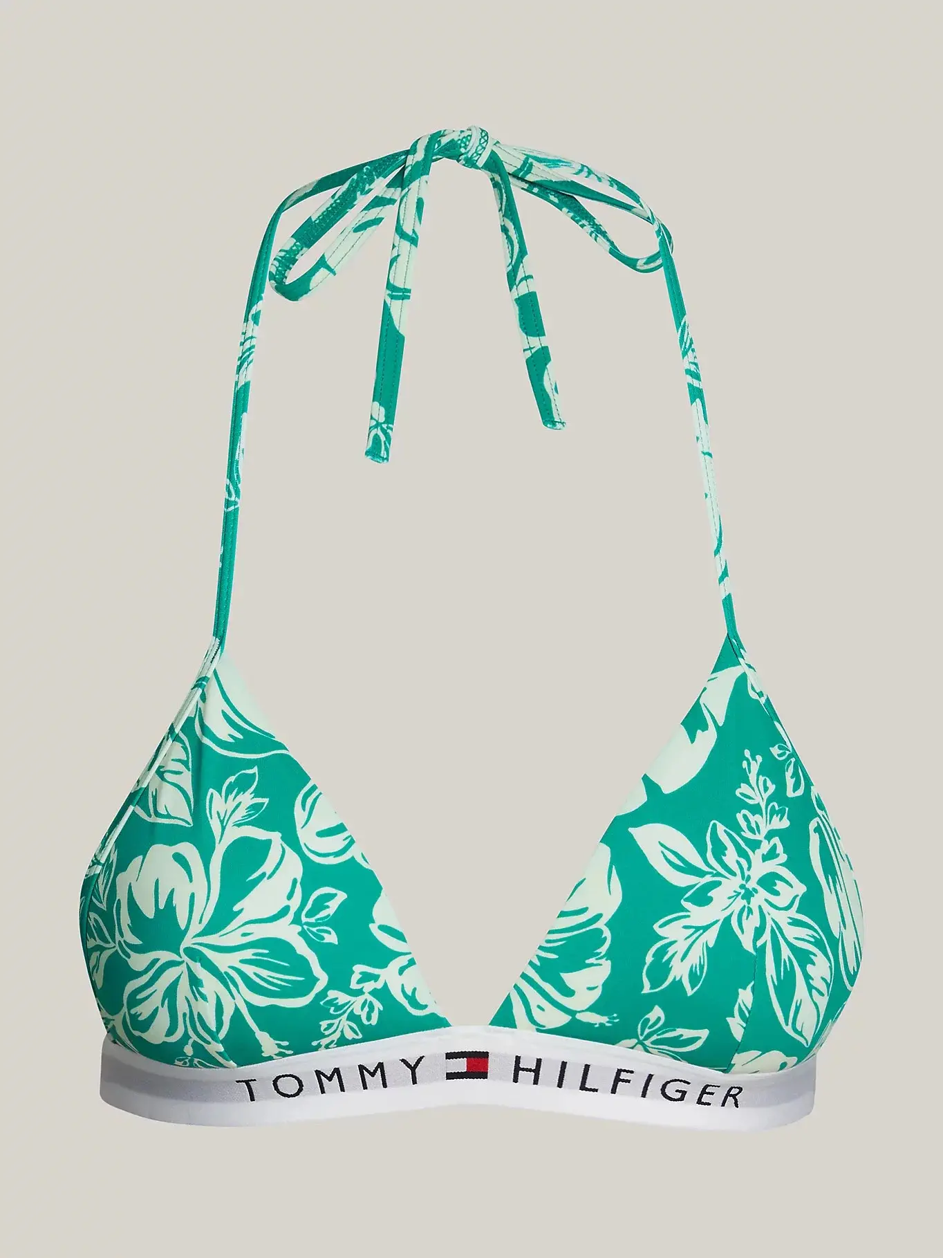Dámská plavková podprsenka UW0UW05367 0IE zelená se vzorem - Tommy Hilfiger M