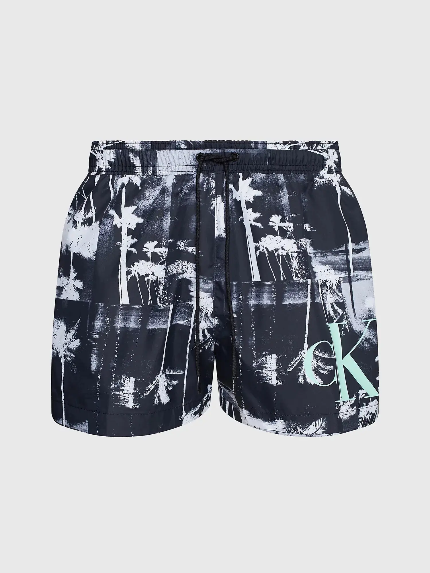 Pánské plavky KM0KM00968 0GL černobílé s palmami - Calvin Klein