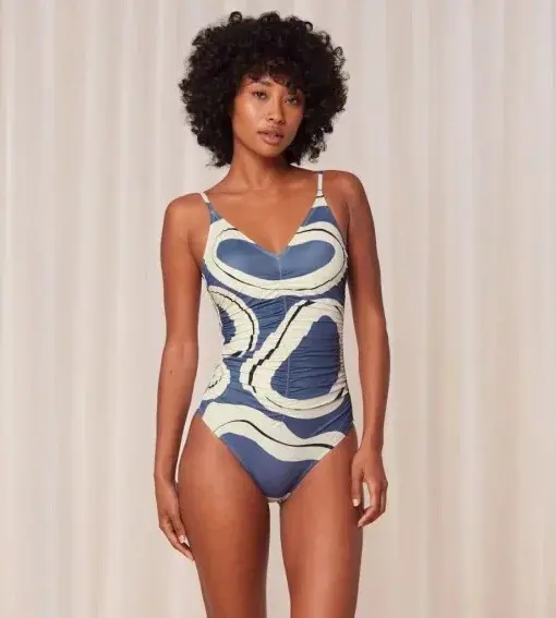 Dámské jednodílné plavky Summer Allure OP 01 modré/ecru - Triumph