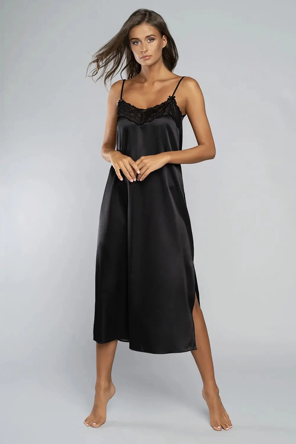 Dámská noční košile dlouhá Dotyk Černá - Italian Fashion černá L