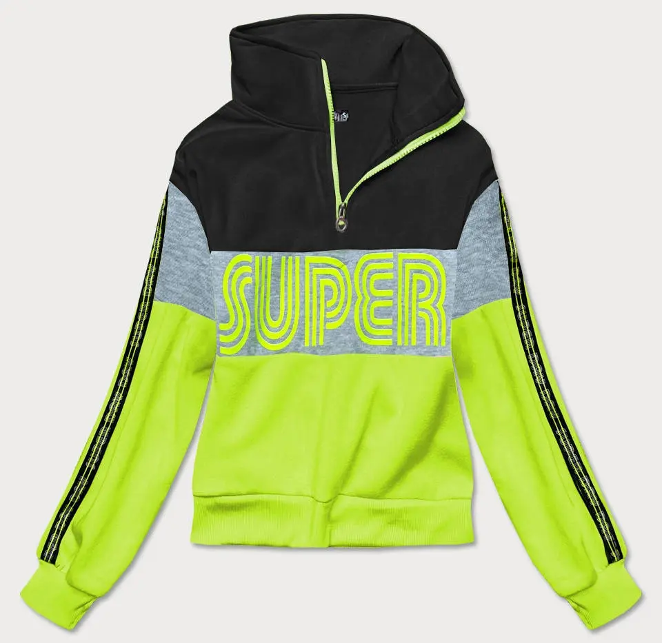 Černo-zelená dámská sportovní mikina (26019) -J.Style černo-zelená XL