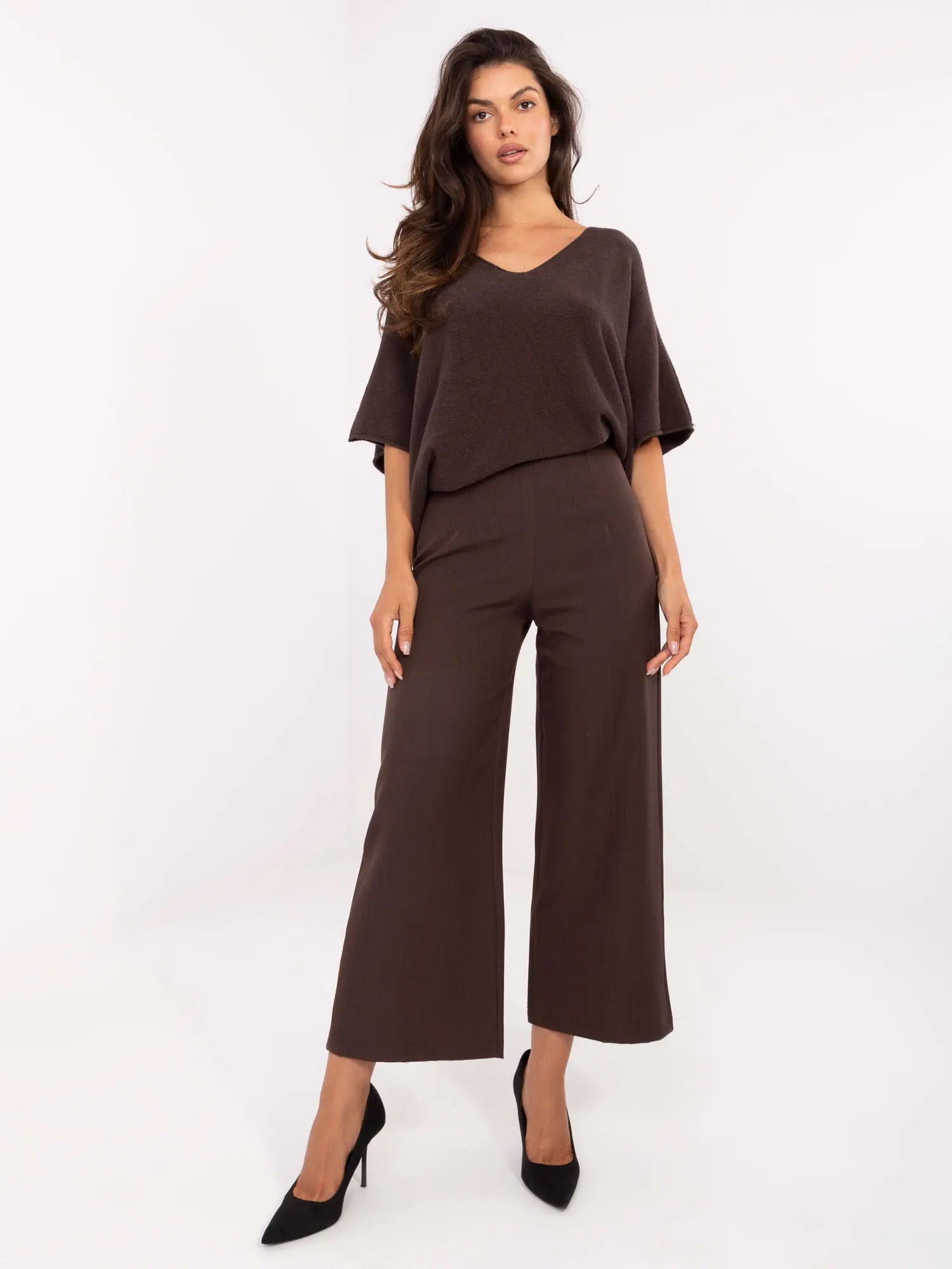 Dámské kalhoty IT SP FL9068.96 Tmavě hnědá - Rue Paris tmavě hnědá XL