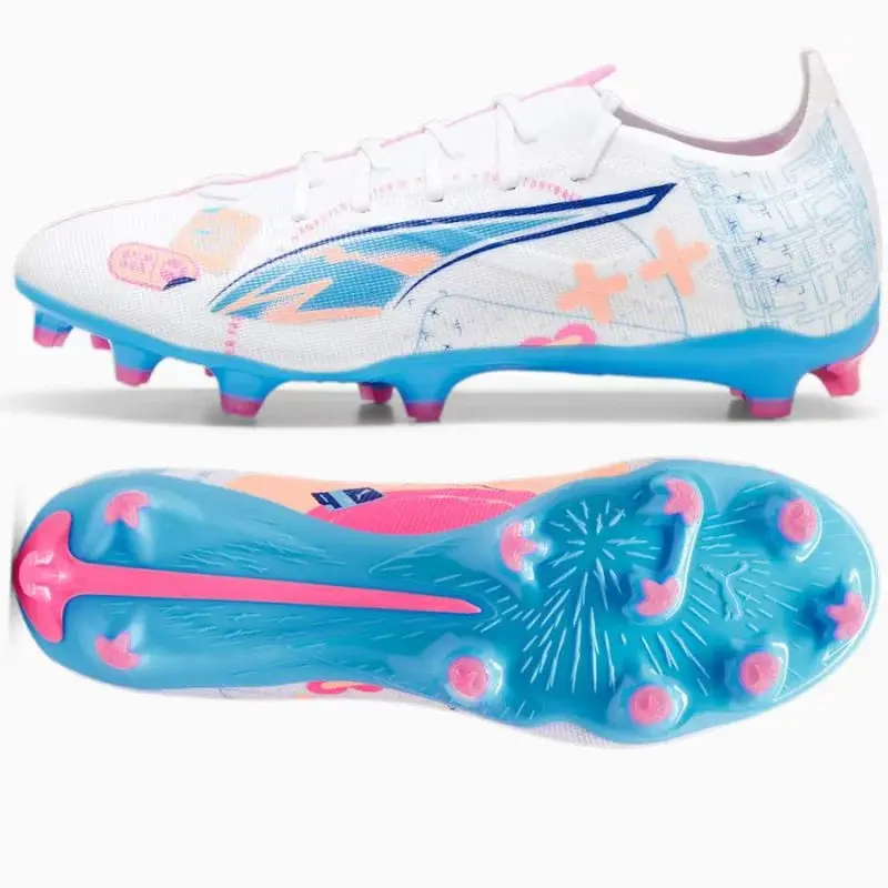 Pánské sportovní fotbal boty Ultra 5 Match Vol.Up FG/MG M 108064-01 Bílá mix - Puma bílá-mix barev 42
