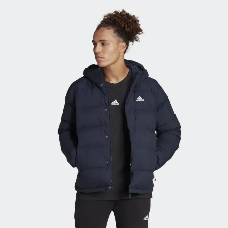 Pánská péřová bunda s kapucí M HG8750 Tmavě modrá - Adidas tmavě modrá 2XL