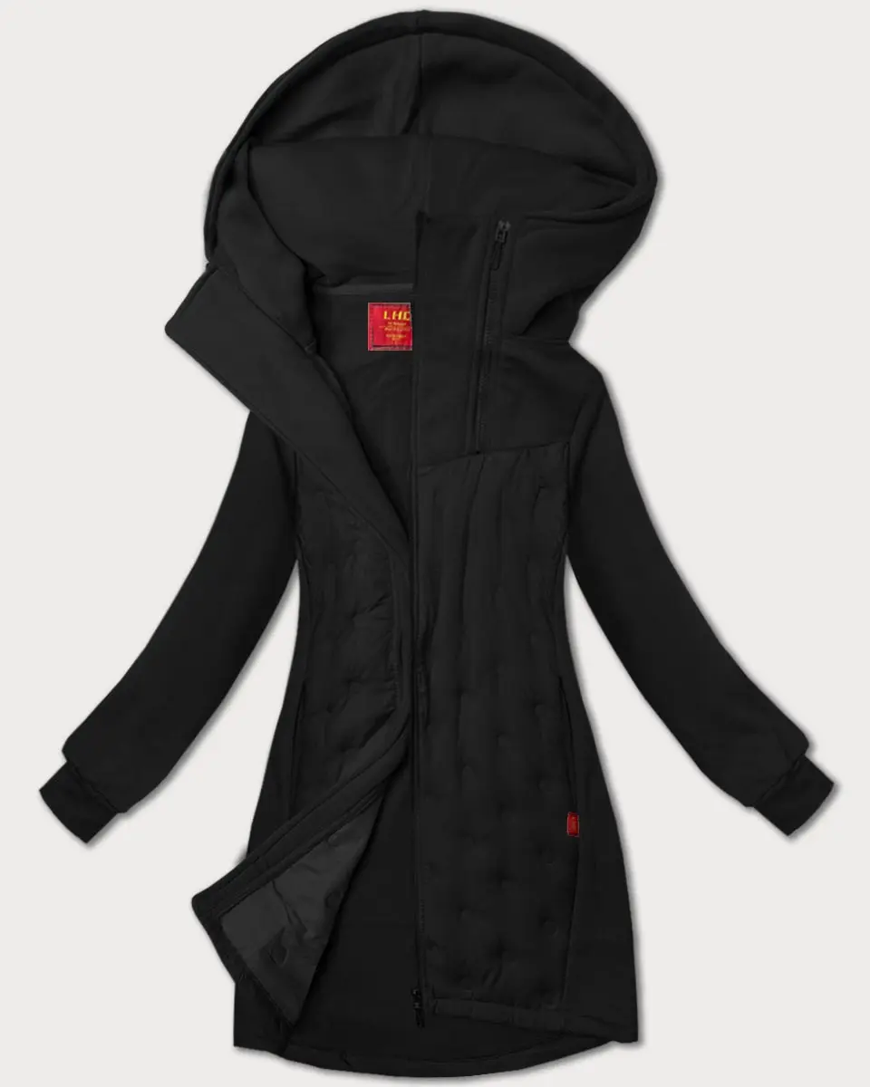 Černá dlouhá dámská mikina s kapucí LHD (AMG-178) - Goodlooking 2XL