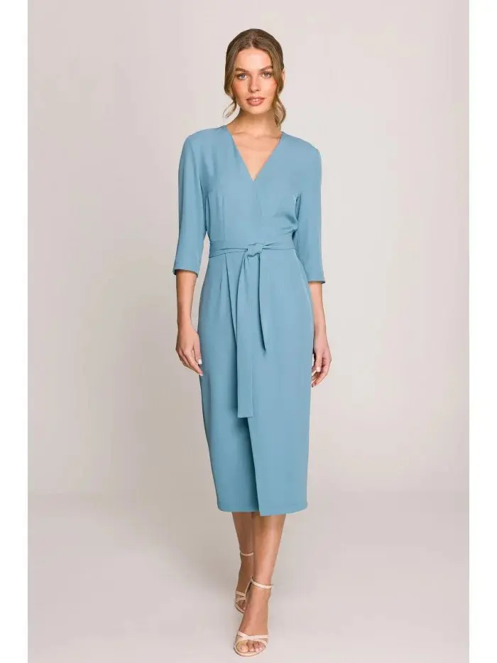 Šaty S396 zavazovací tyrkysově modré - Stylove M