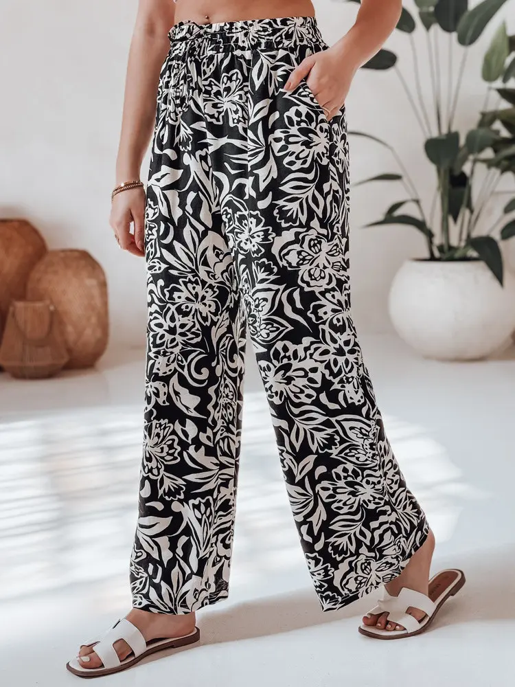 Dámské kalhoty uy2634 TROPICAL SUN černo-krémové - FashionStreet XL