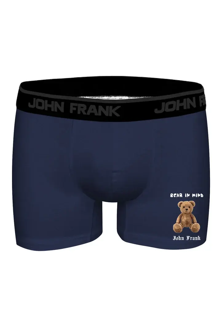 Pánské boxerky John Frank JFBDMOD129-BEAR3 Tm. modrá XL