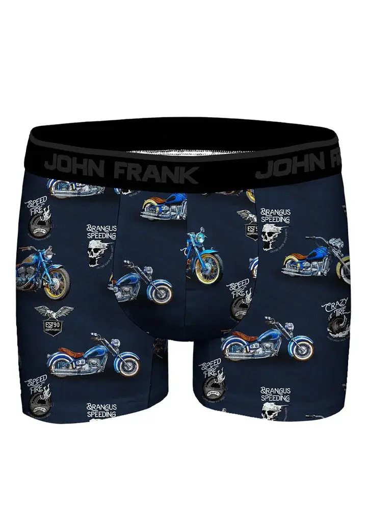 Pánské boxerky John Frank JFBD371-MOTO Barva: Modrá - tmavě, Velikost: