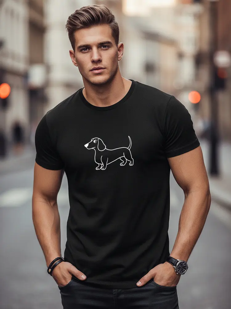 Pánské bavlněné tričko s potiskem jezevčíka černé FashionStreet NX0221R M