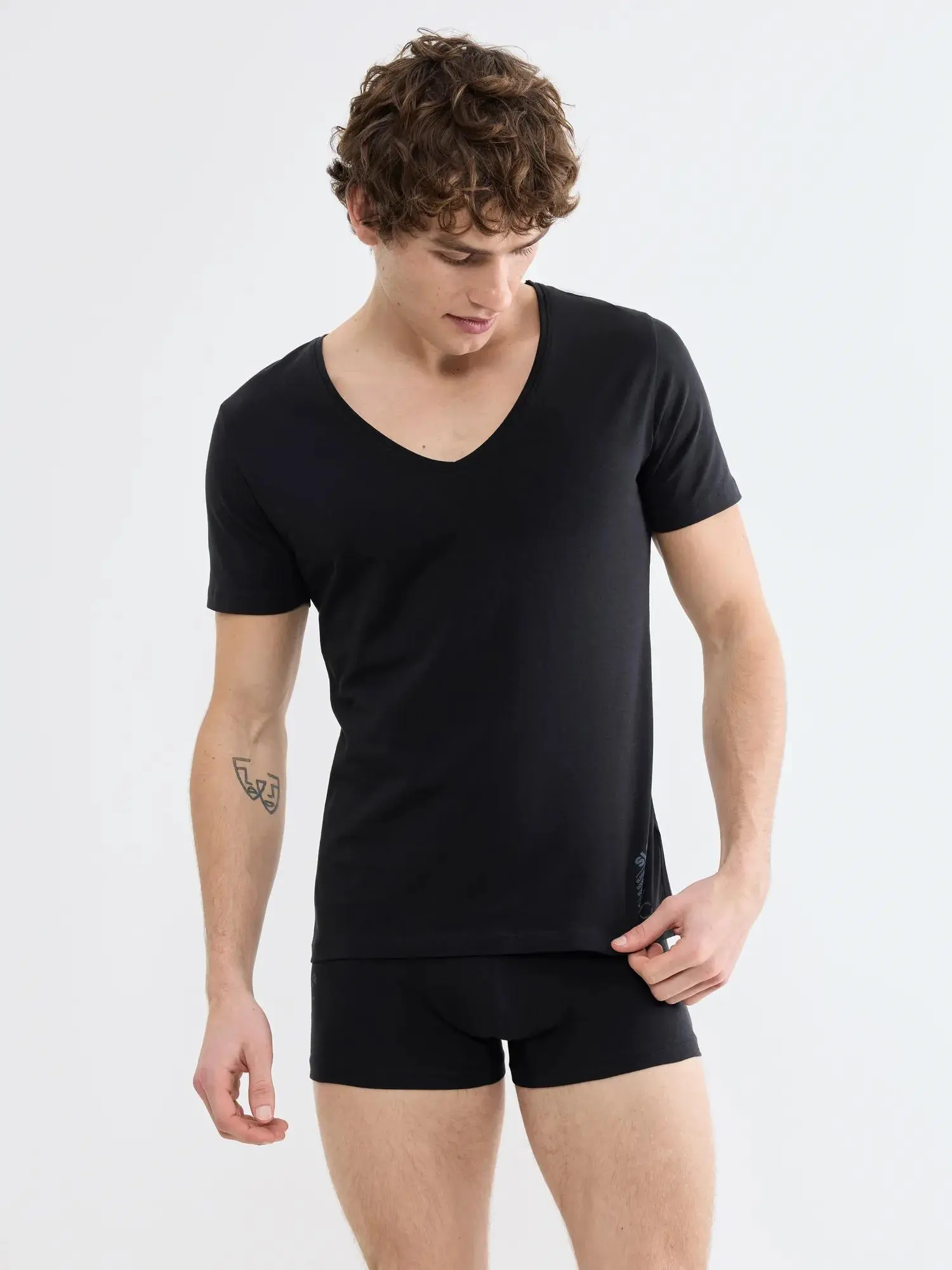 SLG Base V Neck Shirt - Black - SLOGGI Black - SLOGGI BLACK S