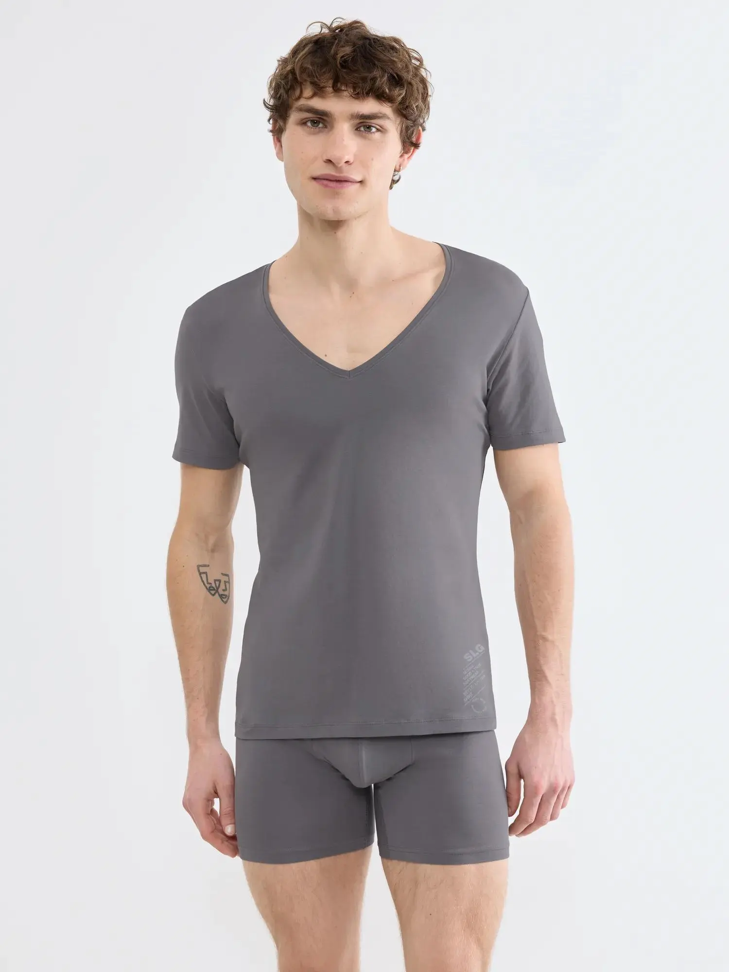 SLG Base V Neck Shirt - Shiver - SLOGGI Shiver - SLOGGI SHIVER L