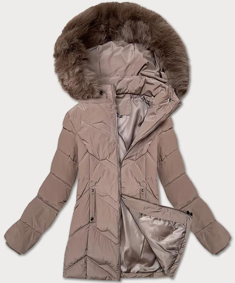 Dámská plus size zimní bunda s kapucí S'west cocoa (B8300-48) odstíny hnědé