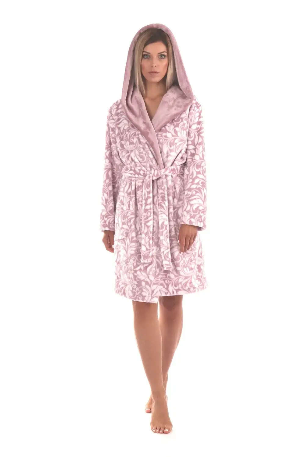 Dámský župan Flora s kapucí krátký 4856 mauve mist - Vestis L