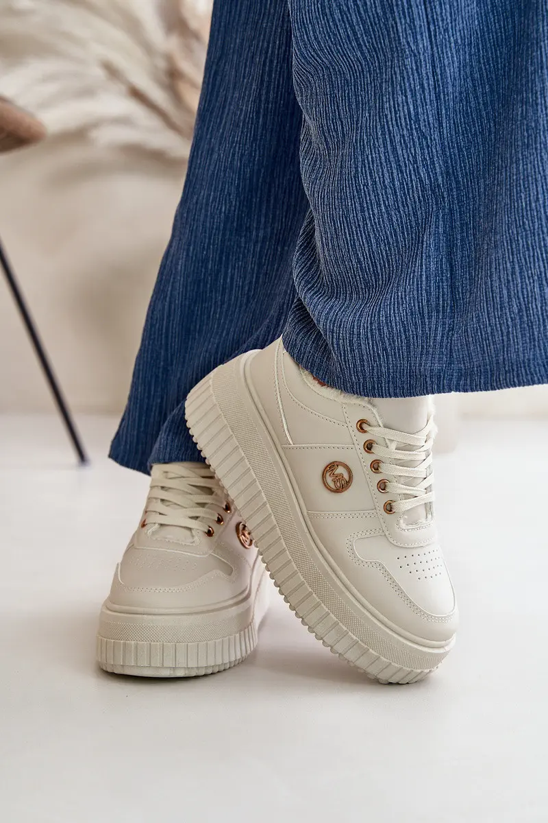 Sneakersy Sportovní Boty Dámské Zateplené Na Masivní Podešvi Béžové Verissha 38
