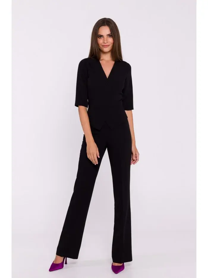 S377 Peplum overal - černý EU