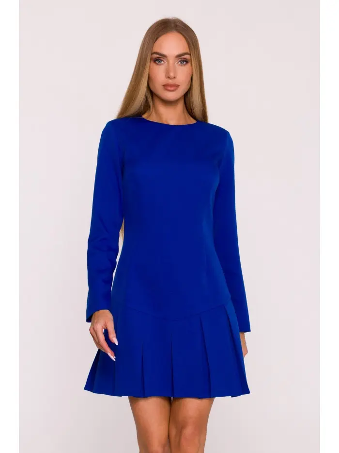M872 Šaty s obrácenými záhyby - královská modř EU