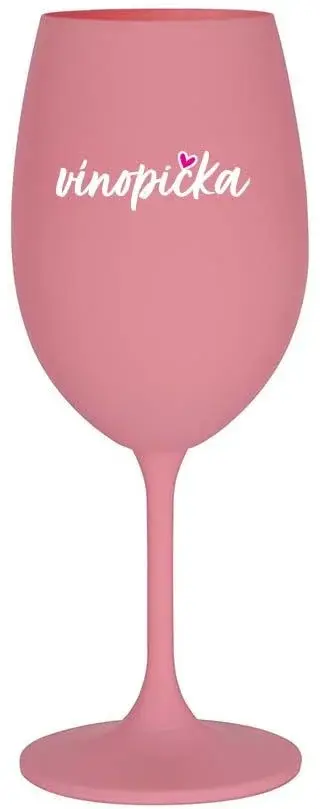 VÍNOPIČKA - růžová sklenice na víno 350 ml