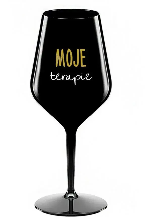 MOJE TERAPIE - černá nerozbitná sklenice na víno 470 ml